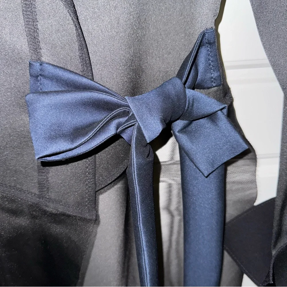 Designer Marie Saint Pierre Asymmetric Statement Long Coat Black & Navy 2 🖤 - Picture 5 of 13